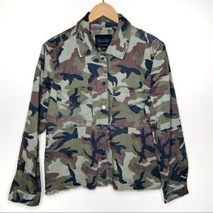 Sanctuary Cropped Raw Hem Camo Military Jacket